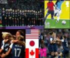 Подиум футбола женщин, Соединенные Штаты Америки, Япония и Канада, Лондон 2012